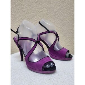 YSL Tribute Yves Saint Laurent Purple Suede Sandal Heels 37